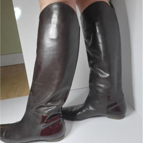 PROENZA Schouler knee high leather boots patent trim brown size 6 - Picture 14 of 16